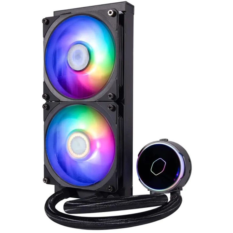 Cooler Master MasterLiquid PL240 Flux 240 mm AIO Liquid CPU Cooler – Dual PL-Flux 120 mm ARGB PWM Fans (0-2300 RPM, 72 CFM, 2.96 mmH₂O), Dual-Chamber Pump with ARGB Lighting, Slim Aluminum Radiator (277x119.6x27.2 mm), Addressable Gen 2 RGB & Controller, Intel & AMD Socket Support High-Performance PC Cooling System - Featured Image