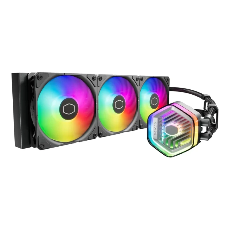Cooler Master MasterLiquid 360 Atmos ARGB (MLX-D36M-A25PZ-R1) – 360 mm AIO Liquid CPU Cooler with Triple SickleFlow Edge 120 mm ARGB PWM Fans (690–2500 RPM, 70.7 CFM), Dual-Chamber Pump with Customizable ARGB Gen 2 Lighting & 3D-Printable Top Cover, Aluminum Radiator (394x119.6x27.2 mm), Intel & AMD Socket Support - Featured Image