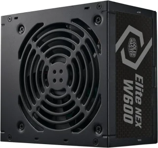 Cooler Master Elite NEX W600 230V ATX Power Supply – 600W, 80 PLUS 230V EU Efficiency, Active PFC, 120mm Silent Fan, ATX12V v2.41, Non-Modular Cables, 24-Pin ATX, 4+4 CPU, 2x PCIe 6+2, 6x SATA, 3x Molex, UK Power Cable