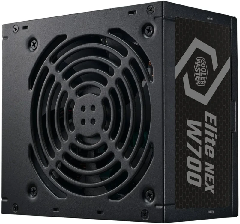 Cooler Master Elite NEX W700 230V ATX Power Supply – 700W, 80 PLUS 230V EU Efficiency, Active PFC, 120mm Silent Fan, ATX12V v2.41, Non-Modular Cables, 24-Pin ATX, 4+4 CPU, 2x PCIe 6+2, 6x SATA, 3x Molex, UK Power Cable - Featured Image