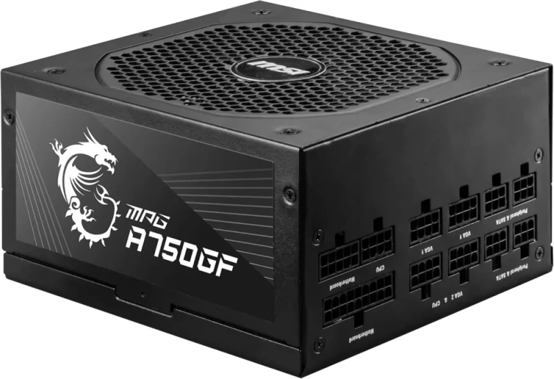 MSI MPG A750GF 750W ATX Power Supply – 80 PLUS Gold, Fully Modular, 140mm Fluid Dynamic Bearing Fan, 100% Japanese Capacitors, Single +12V Rail, 6x PCIe 6+2, 8x SATA, ATX12V v2.4, Active PFC - Featured Image