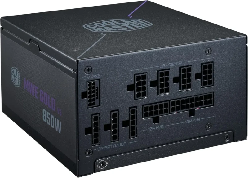 Cooler Master MWE Gold 850 V3 ATX3.1 Fully Modular Power Supply (MPX-8503-AFAG-2EBUS) – 850W, 80 PLUS Gold, ATX 3.1 & PCIe 5.1 Ready with 12V-2x6 Connector, 120mm HDB Fan, Active PFC, 8x SATA, 4x PCIe 6+2, US Power Cord - Featured Image