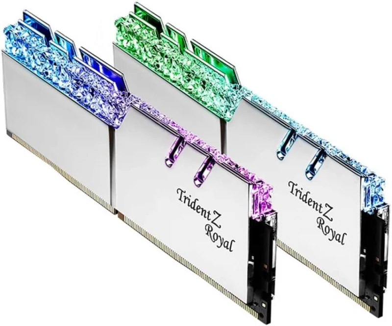 G.SKILL Trident Z Royal RGB 64GB (2x32GB) DDR4-4000 Desktop Memory Kit, CL18-22-22-42, 1.40V, PC4-32000, 288-Pin DIMM, Intel XMP 2.0, Dual-Channel High-Performance RAM with Polished Silver Aluminum Heatspreaders & Crystalline RGB Light Bar – F4-4000C18D-64GTRS - Featured Image