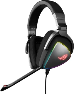 ASUS ROG Delta Wired RGB Gaming Headset (90YH00Z1-B2UA00) – USB-C with USB-A Adapter, ESS ES9218 Quad-DAC, 50mm ASUS Essence Drivers, Hi-Res Audio 20–40000 Hz, Detachable Unidirectional Microphone, Aura Sync RGB Lighting, D-Shaped Ear Cups, PC/Mac/PS5/PS4 Compatible