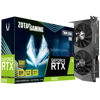 Zotac GAMING GeForce RTX 3050 Twin Edge OC 8GB GDDR6 Graphics Card, Dual-Fan IceStorm 2.0 Cooling, 1807MHz Boost Clock, 128-bit, PCIe 4.0 x8, HDMI 2.1, 3x DisplayPort 1.4a, Metal Backplate, 224mm Dual-Slot Black/Silver GPU