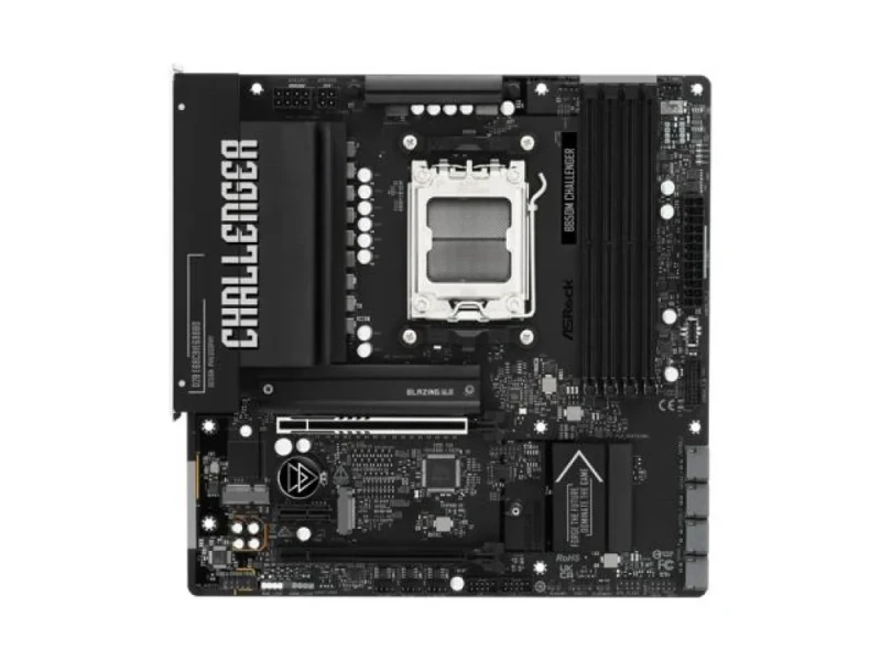 ASRock B850M Challenger Micro-ATX Motherboard, AMD B850 Chipset, AM5 Socket for Ryzen 9000/8000/7000 Series, 4x DDR5 8000+ OC (256GB), PCIe 5.0 x16, 2x M.2 (Gen5 x4 + Gen4 x4), 4x SATA3, 2.5G LAN, HDMI 2.1, USB 3.2 Gen2 - Featured Image