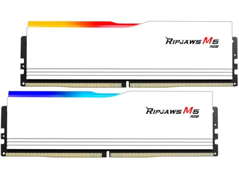 G.Skill Ripjaws M5 RGB 32 GB - 2 x 16GB, DDR5 288-pin DIMM, 5200MT/s, CL40, White color - Featured Image