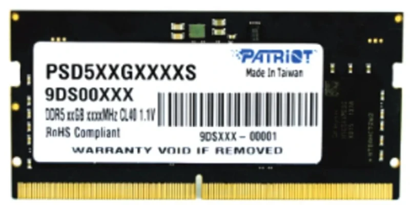 Patriot Signature Line 8 GB - 1 x 8GB, DDR5 288-pin DIMM, 4800MT/s, CL46, Black color - Featured Image