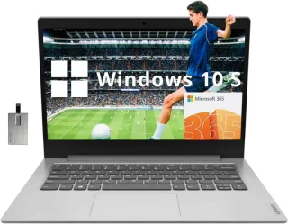 Lenovo IdeaPad 14″ HD Laptop – AMD A6-9220e Processor, 14″ 1366x768 HD Display, 4GB DDR4 RAM, 64GB eMMC Storage + 128GB USB Card, AMD Radeon R4 Graphics, HDMI, Wi-Fi, Bluetooth, Windows 10 S, Gray, 1 Year Office 365