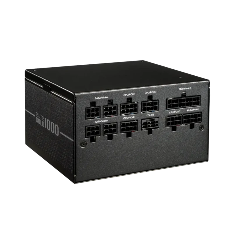 Cooler Master Elite Gold 1000W ATX 12V v3.1 Fully Modular PSU MPW-A001-AFAG-BEU, 80 Plus Gold Certified, ATX 3.1 & PCIe Gen5.1 Compatible, Active PFC, Flat Black Modular Cables, Dual EPS 8-Pin, 6x PCIe 6+2-Pin & 12VHPWR (16-Pin) Support, Quiet FDB Fan - Featured Image