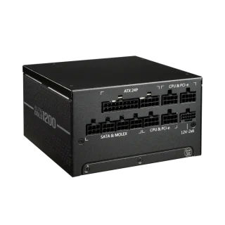 Cooler Master Elite Gold 1200W Fully Modular ATX Power Supply MPW-C001-AFAG-BEU, 1200 W 80 PLUS Gold Certified Efficiency, ATX 12V v3.1 & PCIe Gen5.1 Ready, Active PFC, 135 mm FDB Fan, Flat Black Modular Cables, 24-Pin ATX, Dual EPS & Multiple PCIe/SATA Connectors for Gaming & High-Perf PCs