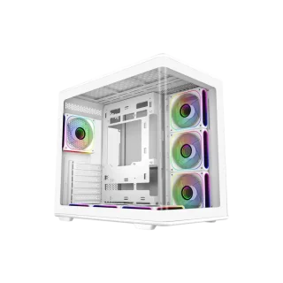 Cooler Master Elite 600 White ATX Mid-Tower PC Case E600-WGNN-S02, Tempered Glass Side Panel, 7x Pre-Installed ARGB Fans, Supports ATX/Micro-ATX/Mini-ITX, USB-C & USB-A Front I/O, Radiator Support up to 360 mm, Spacious Interior for GPUs up to 425 mm