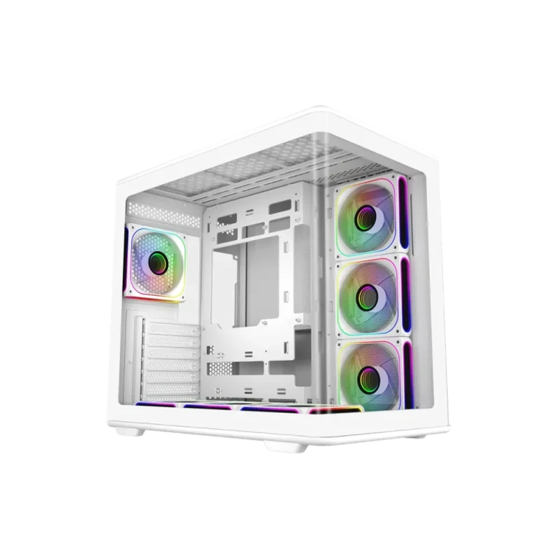 Cooler Master Elite 600 White ATX Mid-Tower PC Case E600-WGNN-S02, Tempered Glass Side Panel, 7x Pre-Installed ARGB Fans, Supports ATX/Micro-ATX/Mini-ITX, USB-C & USB-A Front I/O, Radiator Support up to 360 mm, Spacious Interior for GPUs up to 425 mm - Featured Image