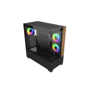 Cooler Master Elite 690 Wood ATX Mid-Tower PC Case E690-KHNN-S00, Tempered Glass Side Panel, Wood Front Accent, 3x 120mm ARGB Fans Pre-Installed, USB-C 20Gbps & Dual USB-A 3.0 Front I/O, Supports ATX/Micro-ATX/Mini-ITX, 360mm Radiator Support, GPU Clearance up to 425mm