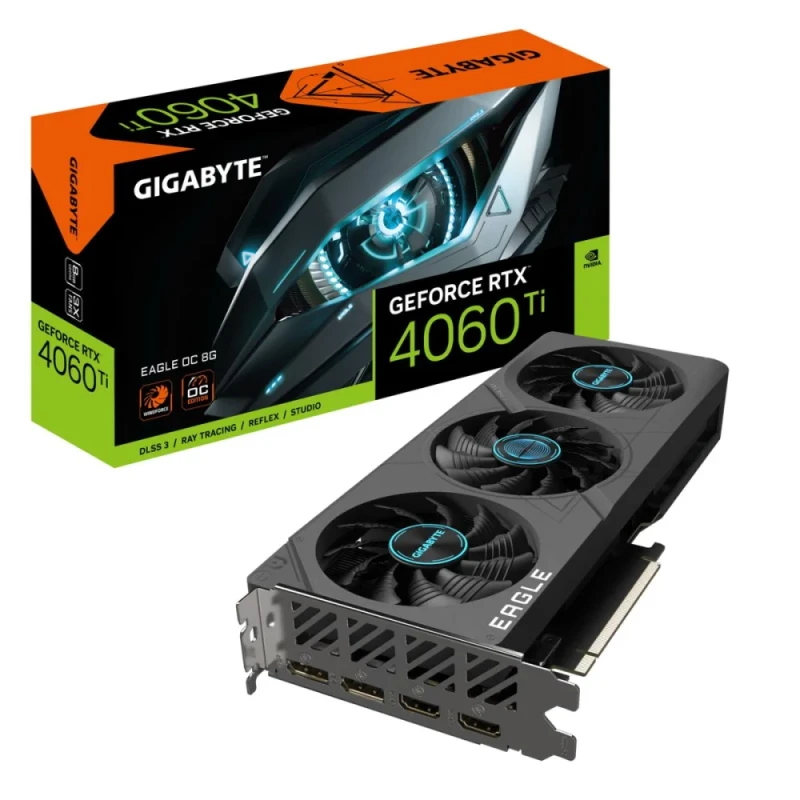 Gigabyte EAGLE OC GeForce RTX 4060 Ti 8GB GDDR6 Graphics Card – WINDFORCE Dual-Fan Cooling, Ada Lovelace Architecture, Boost Clock up to 2550MHz, 128-bit Memory, PCIe 4.0 x8, 2x HDMI 2.1a + 2x DisplayPort 1.4a, 272mm 2.5-Slot Gaming GPU - Featured Image