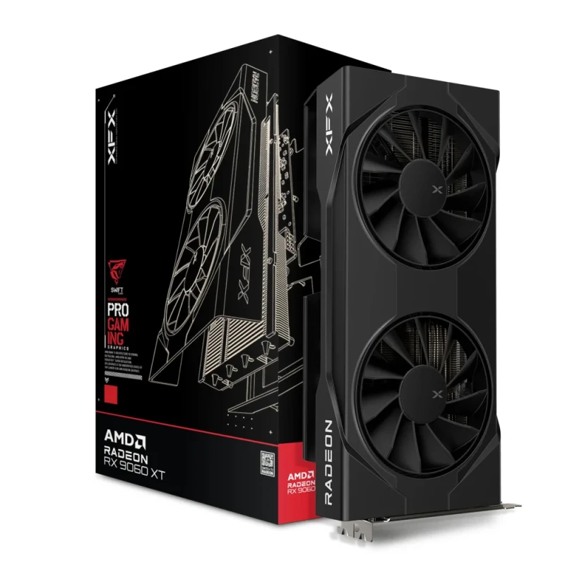 XFX Swift OC Radeon RX 9060 XT 8GB GDDR6 Graphics Card – Triple-Fan Cooling, RDNA 4 Architecture, Boost Clock up to 3320MHz, PCIe 5.0 x16, 128-bit Memory, 2x DisplayPort 2.1 + 1x HDMI 2.1, 1x 8-Pin Power, 290mm Gaming GPU - Featured Image