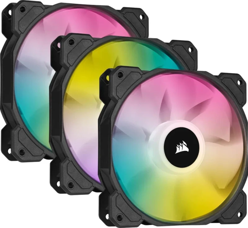 Corsair iCUE SP120 RGB ELITE 3-Pack - 120mm PWM fan, 400 - 1500 RPM, Black / White Color - Featured Image