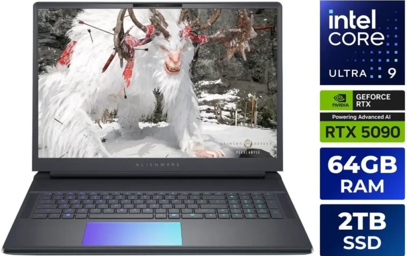 Dell Alienware 18 Area-51 18" Gaming Laptop – 2.5K WQXGA (2560x1600) 300Hz IPS Display, Intel Core Ultra 9 275HX 24-Core CPU, NVIDIA GeForce RTX 5090 24GB GDDR7, 64GB DDR5 RAM, 2TB PCIe Gen4 SSD, Wi-Fi 7, Killer Ethernet, Thunderbolt, RGB Keyboard, Windows 11 Home, Liquid Teal - Featured Image