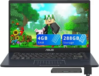 ASUS Vivobook Go 14" FHD Business Laptop, Intel Celeron N4500, 4GB RAM, 288GB Storage(128GB eMMC+160GB Docking Station Set), Intel UHD Graphics, Number Pad, HD Webcam, Win 11, Star Black