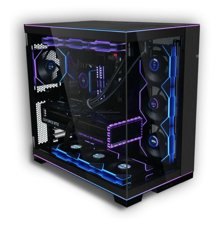 Lian Li O11 Dynamic EVO RGB Black (O11DERGBX) – Mid-Tower ATX PC Case, Dual-Chamber Design, Tempered Glass Front & Side Panels, Integrated RGB Lighting, Modular Layout, Vertical GPU Support, 360mm Radiator Support, USB-C Front I/O - Featured Image