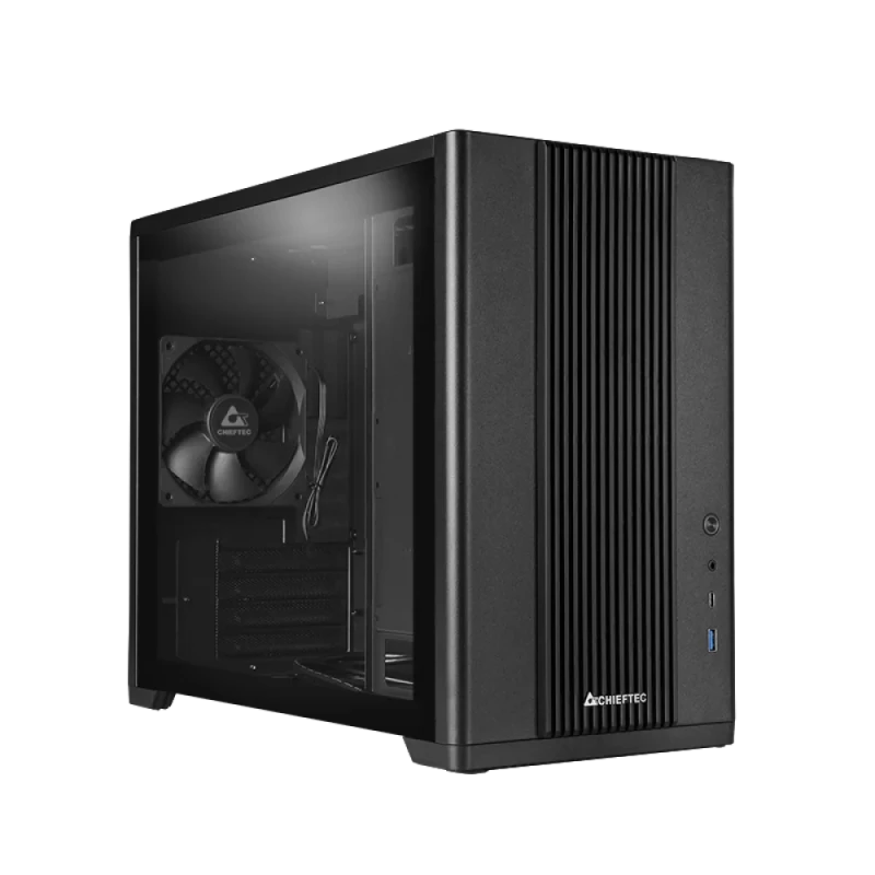 Chieftec BX-10B-OP Micro-ATX Mini Tower PC Case Black – Tempered Glass Side Panel, ATX PSU Support, 1x120mm Fan Pre-Installed, USB-C + USB 3.2 Front I/O, Supports 380mm GPU & 165mm CPU Cooler, 415x204x325mm Compact m-ATX Chassis - Featured Image