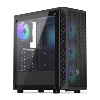 Endorfy Signum 300 ARGB ATX Mid-Tower PC Case Black – Tempered Glass Side Panel, 4x120mm Stratus PWM ARGB Fans Included, Supports ATX / Micro-ATX / Mini-ITX, Mesh Front Panel, 360mm Radiator Support, 350mm GPU Clearance