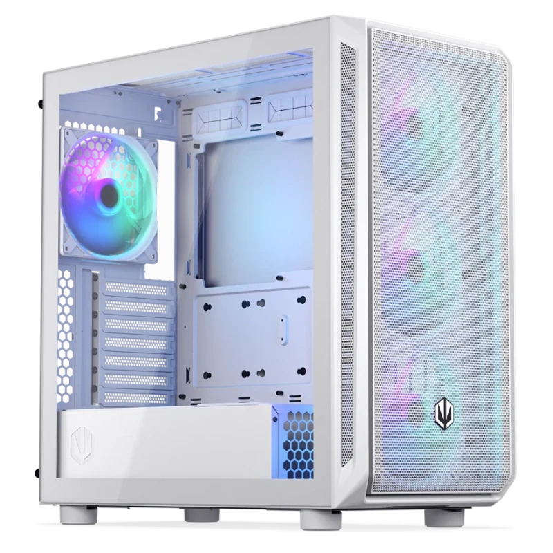 Endorfy Arx 700 White ARGB ATX Mid-Tower Gaming PC Case – Tempered Glass Side Panel, 4x140mm Stratus PWM ARGB Fans Included, High-Airflow Mesh Design, Supports ATX / Micro-ATX / Mini-ITX, 410mm GPU & 179mm CPU Cooler Support, USB-C Front I/O, Model EY2A017 (EAN 5903018668482) - Featured Image