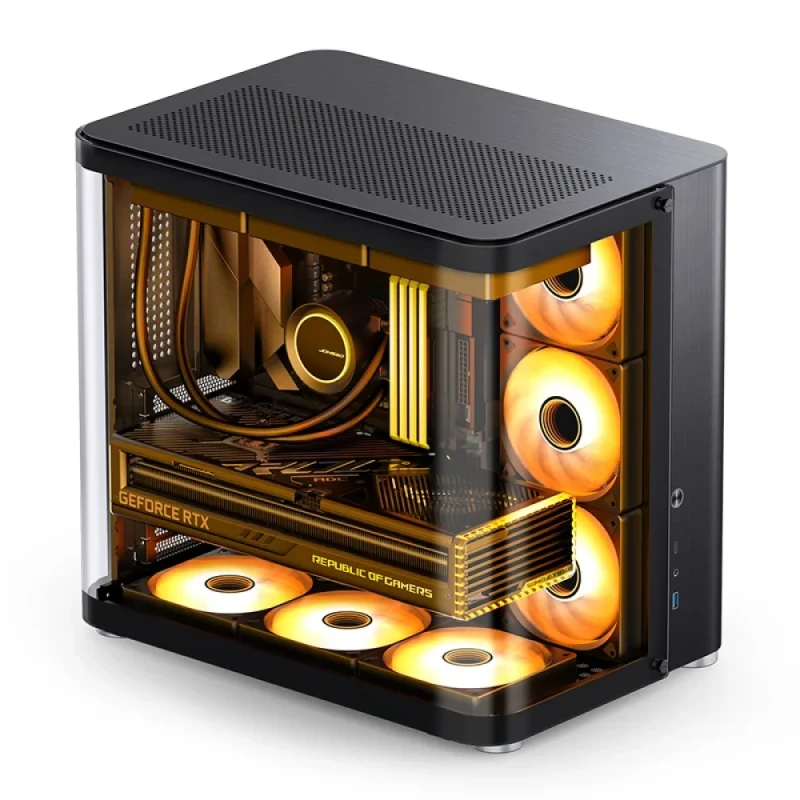 Jonsbo TK-2 2.0 Black Midi-Tower Tempered Glass PC Case – ATX/mATX/ITX Support, Aluminium & Steel Frame, 405mm GPU Clearance, 165mm CPU Cooler Height, 360mm Radiator Support, USB-C + USB 3.0 Modern Showcase Gaming Case - Featured Image