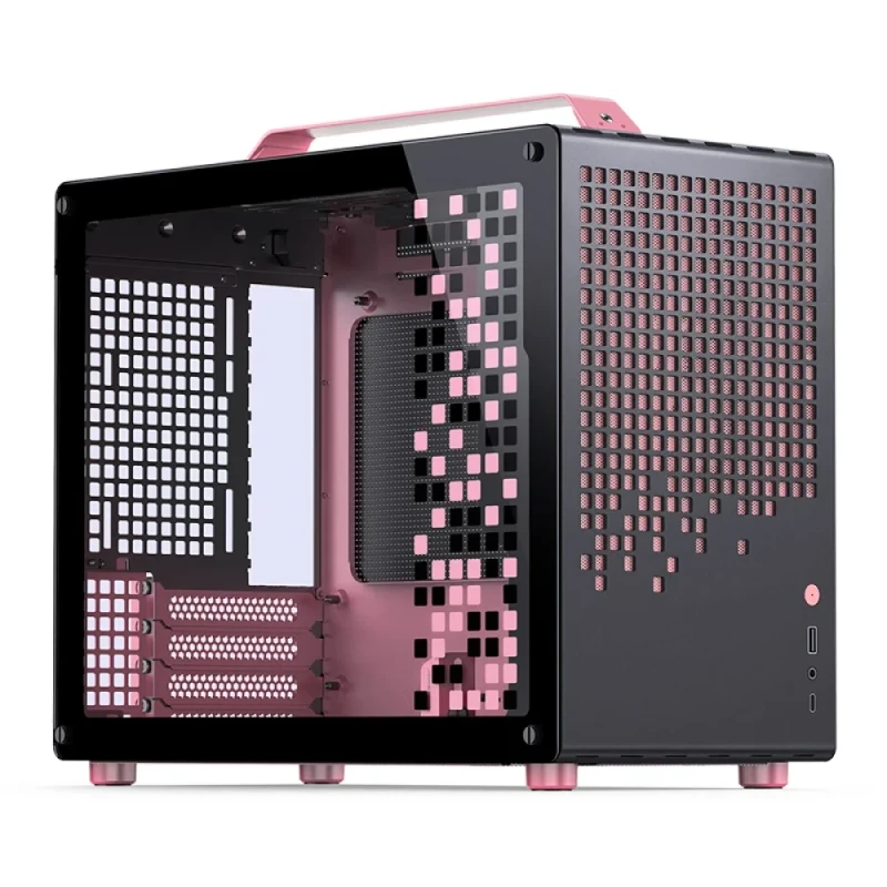 Jonsplus Z20 Black-Pink Micro-ATX PC Case with Carrying Handle – Compact mATX Mini-Tower, 363mm GPU Clearance, 164mm CPU Cooler Height, 240mm Radiator Support, USB-C + USB 3.2 Type-A, Steel/Aluminium Portable Gaming Case - Featured Image