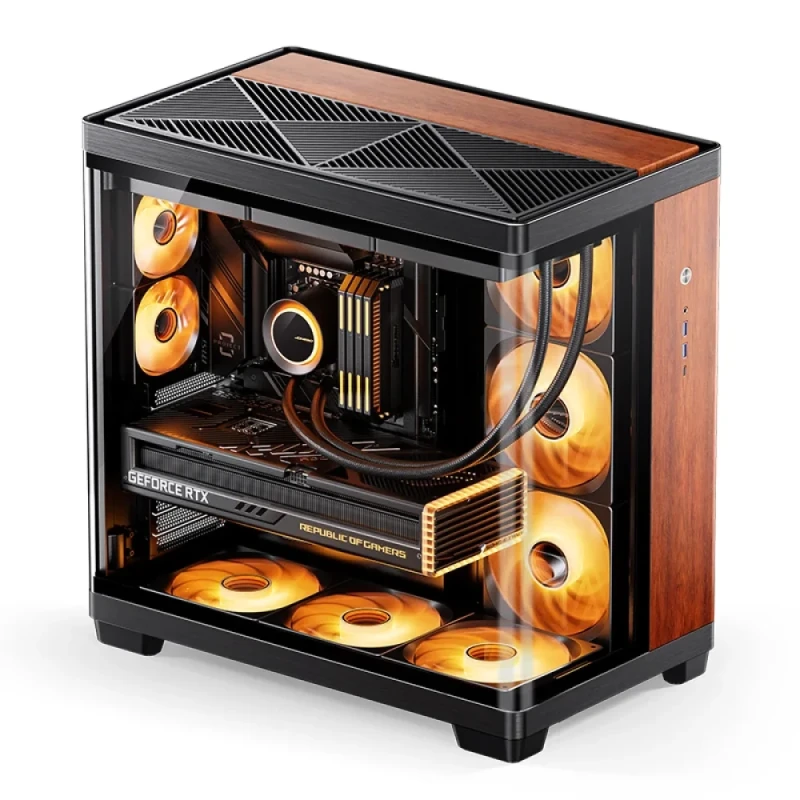 Jonsbo TK-4 Wood ATX Midi-Tower PC Case – Panoramic Tempered Glass Front & Side, ATX/mATX/ITX Support, 460 mm GPU Clearance, 175 mm CPU Cooler Height, 420 mm Radiator Support, USB-C + USB 3.0 Front I/O, Premium Wood-Finish Showcase Gaming Case - Featured Image