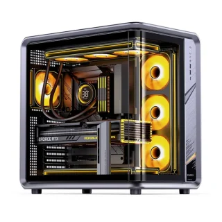 Jonsplus BO400CG ATX Midi-Tower PC Case – Curved Panoramic Tempered Glass Showcase, ATX/mATX/Mini-ITX Support, 435 mm GPU Clearance, 173 mm CPU Cooler Height, Modular Tool-Free Panels, USB-C + USB 3.0 Front I/O, High-End Showcase Gaming Case