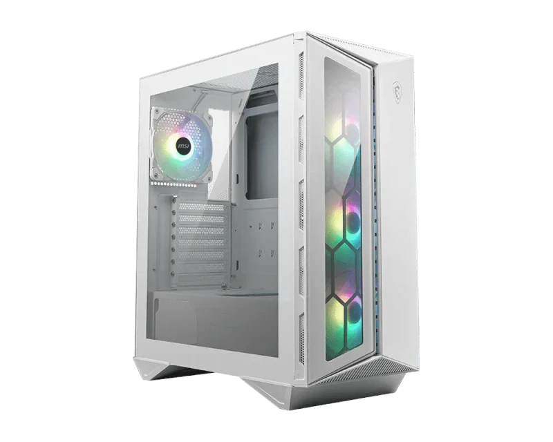 MSI MPG GUNGNIR 110R White ARGB Mid-Tower Gaming PC Case – ATX/Micro-ATX/Mini-ITX Support, 4x 120mm ARGB Fans Included, Tempered Glass Side Panel, USB 3.2 Gen 2x2 Type-C Front I/O, Supports 360mm Radiator & 340mm GPU, Model 306-7G10W21-W57 (EAN 4719072899301) - Featured Image