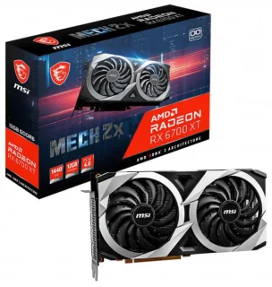 MSI Radeon RX 6700 XT MECH 2X OC 12GB Graphics Card - 12GB GDDR6, 192-bit, Dual-Fan TORX Fan 3.0 Cooling, PCIe 4.0 x16, 2620MHz Boost Clock, 3x DisplayPort 1.4 + HDMI 2.1, 247mm Compact Dual-Fan Gaming GPU (Black/Silver)