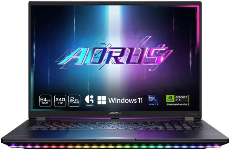 GIGABYTE AORUS MASTER 18 Gaming Laptop – 18″ WQXGA 2560x1600 240Hz Mini-LED Display, NVIDIA GeForce RTX 5090 24GB GDDR7, Intel Core Ultra 9 275HX, 64GB DDR5 RAM, 2TB SSD, Wi-Fi 7, Windows 11 Home (Space Gray/Black) - Featured Image
