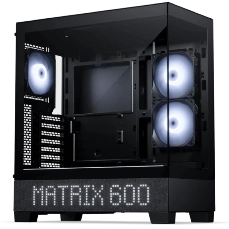 Phanteks XT View Matrix Black Mid-Tower E-ATX PC Case (PH-XT523VM1-DBK01) – 600-LED Matrix Display, Tempered Glass Front & Side Panels, 3x 120mm D-RGB Fans Included, Supports 360mm Radiator & 415mm GPU, USB-C Front I/O, ATX / E-ATX / mATX / Mini-ITX Gaming Chassis - Featured Image