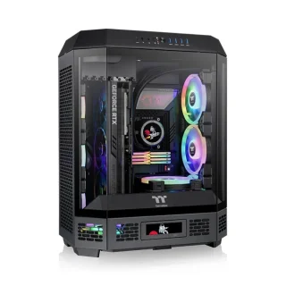 Thermaltake The Tower 600 Black ATX Mid-Tower PC Case – 3x Tempered Glass Panels, Vertical Showcase Design, 2x 140mm PWM Fans Included, 420mm + 360mm Radiator Support, USB-C 3.2 Gen2 + 4x USB 3.0, 400mm GPU Clearance, CA-1Z1-00M1WN-00