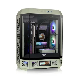 Thermaltake The Tower 600 Matcha Green ATX Mid-Tower PC Case – 3x 3mm Tempered Glass Panels, Vertical Showcase Design, 2x 140mm PWM Fans Included, USB-C 3.2 Gen2 + 4x USB 3.0, 420mm + 360mm Radiator Support, 400mm GPU Clearance, CA-1Z1-00MEWN-00