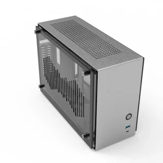 Zalman M2 Mini Silver Mini-ITX PC Case – Compact mATX/ITX Dual-Chamber Chassis, 328x150x235 mm Aluminum & Steel Enclosure, Supports Up to 295 mm GPU, Vertical GPU Mount with PCIe Riser, USB-C & USB 3.0 Front I/O, Tempered Glass Side Window (ZLM 66336, EAN 8809213766336)