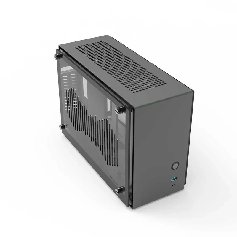 Zalman M2 Mini Gray Mini-ITX/mATX PC Case – Silver/Gray Compact Small Form Factor Enclosure with Tempered Glass Side Panel, Supports Up to 295 mm GPU, USB-C & USB 3.0 Front I/O, Vertical GPU Mount Option, Tool-Free Build, Gray Aluminum & Steel Mini Case (ZLM 66343, EAN 8809213766343) - Featured Image