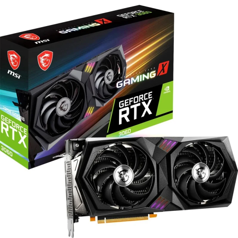 MSI GeForce RTX 3060 Gaming X 12G Graphics Card – 12GB GDDR6, 192-bit, 1837MHz Boost Clock, PCIe 4.0, Twin Frozr 8 RGB Dual-Fan Cooling, 3x DisplayPort 1.4a + HDMI 2.1, 276mm, 550W Minimum PSU - Featured Image
