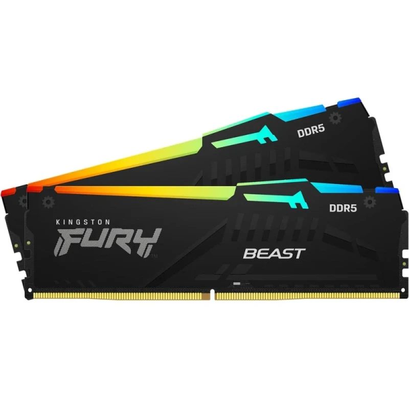 Kingston FURY Beast RGB 16 GB - 2 x 8GB, DDR5 288-pin DIMM, 6000MT/s, CL36, Black color - Featured Image