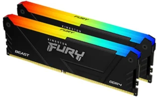Kingston FURY Beast RGB 16 GB - 2 x 8GB, DDR4 288-pin DIMM, 3600MT/s, CL17, Black color
