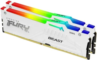 Kingston FURY Beast RGB 64 GB - 2 x 32GB, DDR5 288-pin DIMM, 6400MT/s, CL32, White color