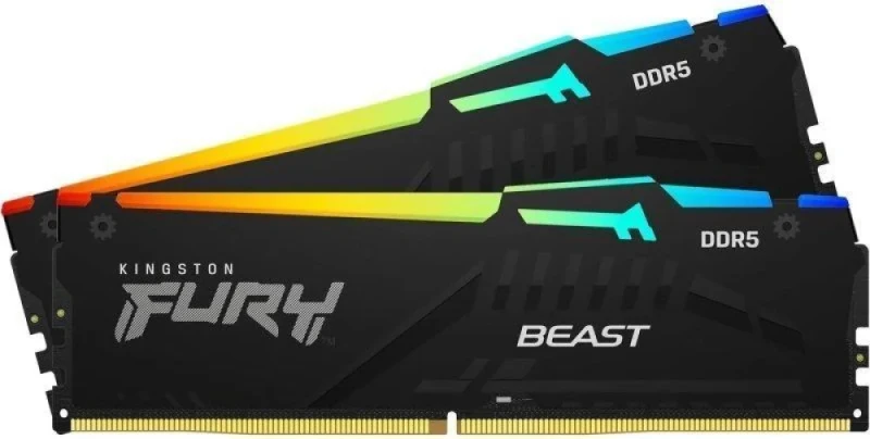 Kingston FURY Beast RGB 64 GB - 2 x 32GB, DDR5 288-pin DIMM, 6000MT/s, CL36, Black color - Featured Image