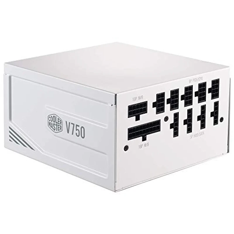 Cooler Master V750 Gold-V2 750W White Fully Modular ATX PSU – 80 PLUS Gold 90% Efficiency, Semi-Fanless 135 mm FDB Fan with Hybrid Mode, 16 AWG PCIe Cables, Single +12 V Rail Power, 24-Pin ATX & EPS/PCIe Connectors for Gaming PCs & Workstations, Snow-White High-Performance Power Supply - Featured Image