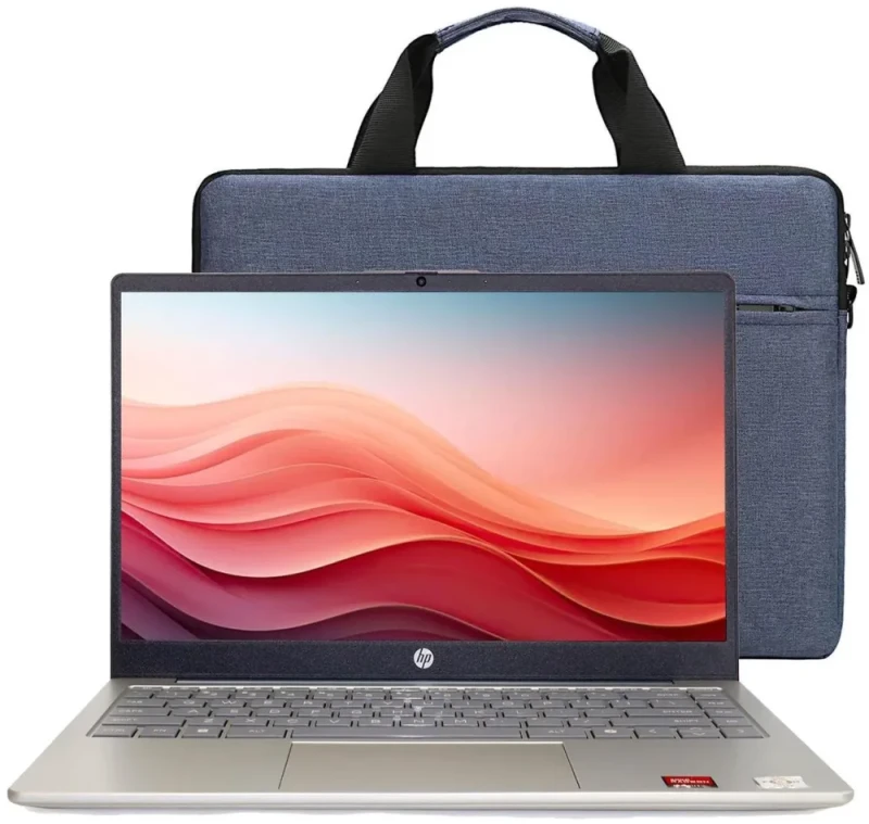 HP 14″ HD Laptop Bundle – AMD Athlon 7120 Dual-Core, 14″ HD LED Display, 4 GB DDR4 RAM, 128 GB UFS Storage, AMD Radeon Integrated Graphics, Windows 11 Home in S Mode, Wi-Fi, HDMI & USB Ports, Moonlight Blue, Includes Splash-Proof Laptop Bag, Ideal for Students, Home, and Office Use - Featured Image
