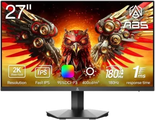 ABS GQ271NE 27″ QHD Gaming Monitor - 2560x1440 2K Resolution, 180 Hz Refresh Rate, Fast IPS Panel, 1 ms Response Time, AMD FreeSync / Adaptive Sync, VESA DisplayHDR 400, 95% DCI-P3 Color Gamut, HDMI & DisplayPort Connectivity, Ultra-Smooth High-Performance Display for Gaming and Productivity
