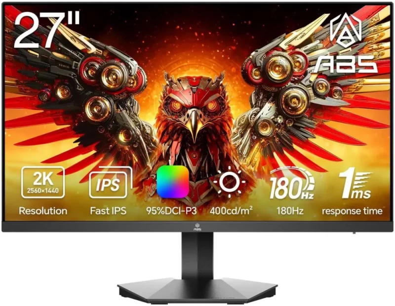 ABS GQ271NE 27″ QHD Gaming Monitor - 2560x1440 2K Resolution, 180 Hz Refresh Rate, Fast IPS Panel, 1 ms Response Time, AMD FreeSync / Adaptive Sync, VESA DisplayHDR 400, 95% DCI-P3 Color Gamut, HDMI & DisplayPort Connectivity, Ultra-Smooth High-Performance Display for Gaming and Productivity - Featured Image