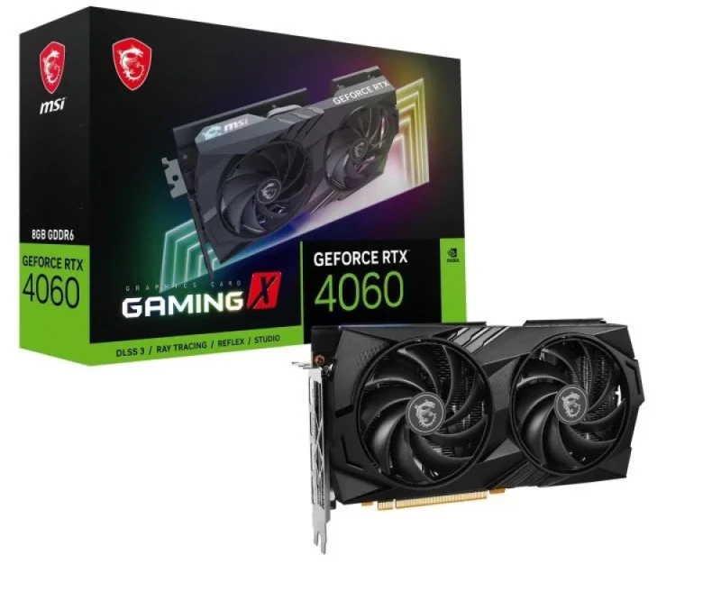 MSI GAMING X GeForce RTX 4060 8GB GDDR6 Graphics Card - 2595MHz Boost Clock, TWIN FROZR 9 Dual Fan Cooling, TORX Fan 5.0, PCIe 4.0 x8, DLSS 3, Ray Tracing, HDMI 2.1a, 3x DisplayPort 1.4a, 247mm Length, Black - Featured Image