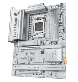 ASUS TUF GAMING B850-PRO WIFI7 W NEO AM5 ATX Motherboard - AMD B850 Chipset, Supports Ryzen 9000/8000/7000 Series CPUs, DDR5 up to 9000MHz (OC), PCIe 5.0 x16 SafeSlot, 3x M.2 Slots (1x PCIe 5.0 + 2x PCIe 4.0), WiFi 7 + Bluetooth 5.4, 2.5Gb Ethernet, USB 20Gbps Type-C, Aura Sync RGB, White TUF Design